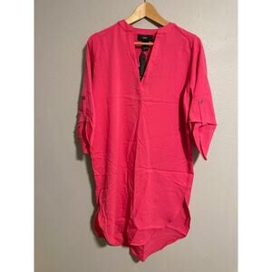 Womens Shift Dress Small Fuschia Viscose Roll Tab Relaxed Deadstock Lagenlook